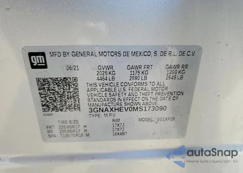 2021 Chevrolet Equinox Ls from USA, damaged, VIN 3GNAXHEV0MS173090